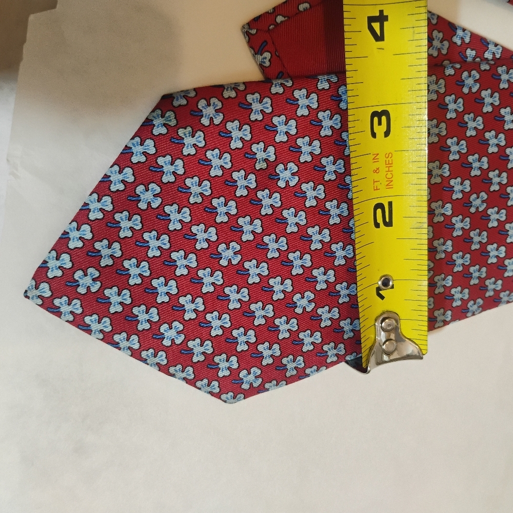 Hermes Paris Red/Blue Lucky Clover Silk Tie 5005 EA - Picture 6 of 10